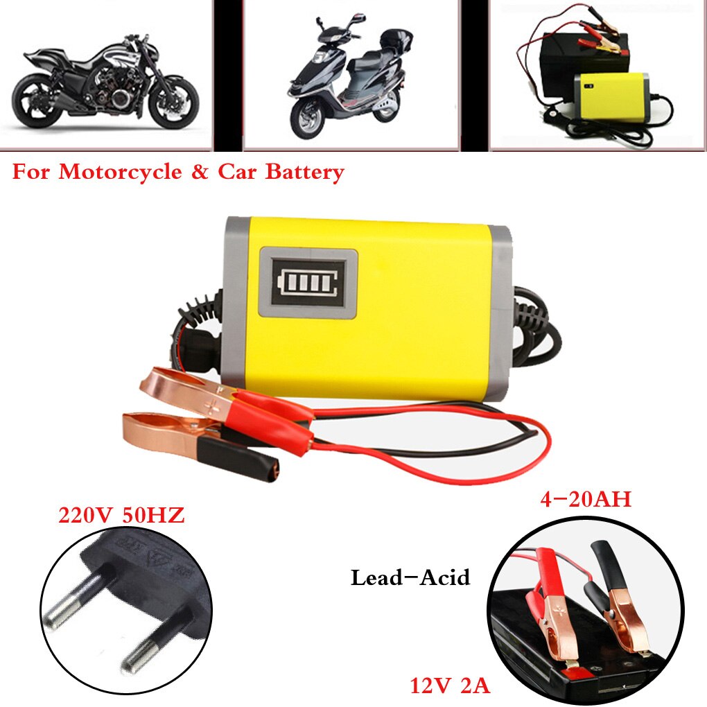 Universal 12v 2a motorcykel batterioplader led display smart automotive motorcykel bil hurtig opladning batterier eu-stik