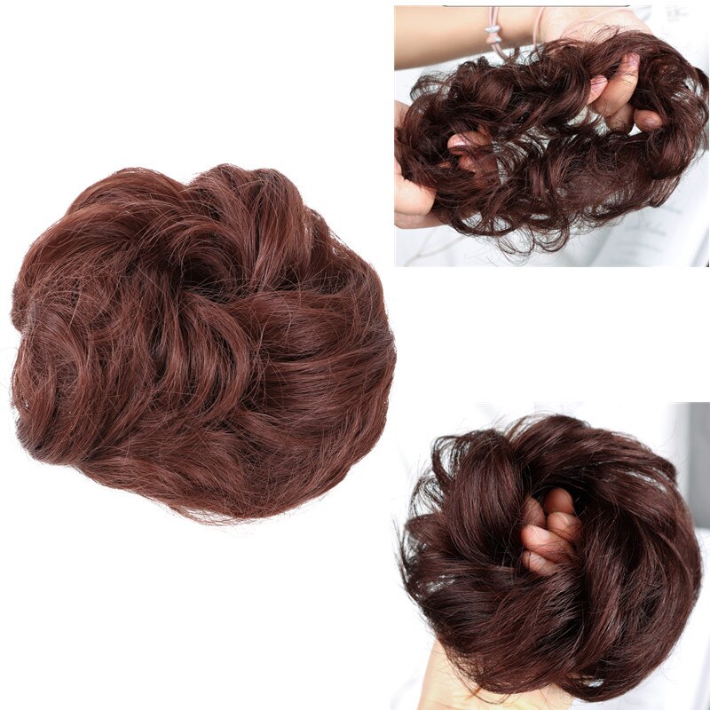 Full Star Synthetic Wrap Curly Messy Hair Bun Chignon Synthetic Hair Donuts Hairpiece For Women Curly Elastic Updo Scrunchy