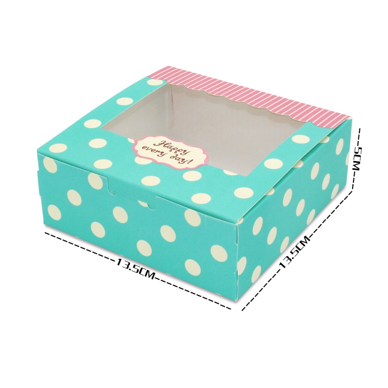 12 pcs box packaging wedding favor paper cake box cookie candy handmade cupcake birthday party box with window dots