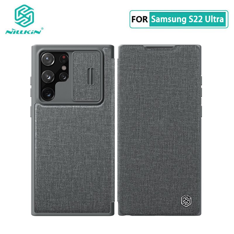 Voor Galaxy S22 Ultra Case Nillkin Qin Card Pocket Portemonnee Tas Lederen + Doek Patroon Flip Cover Voor Samsung S22 Plus S22+ 5G