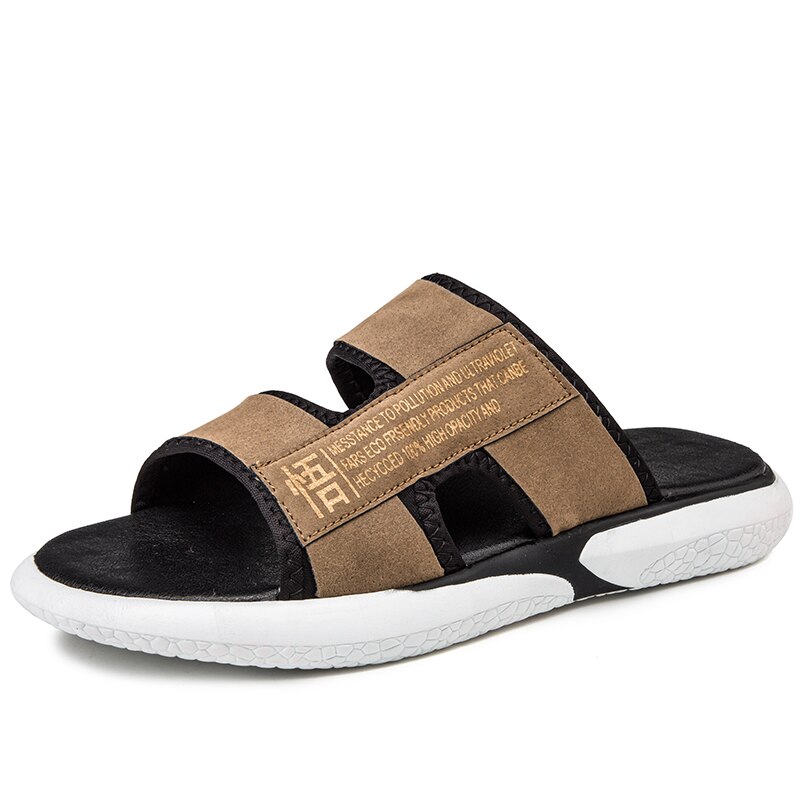 Pantoufles de gladiateur kaki pour hommes, sandales de plage, de stylistes, Super Cool, chaussures Mule, collection sans lacet: Kaki / 41