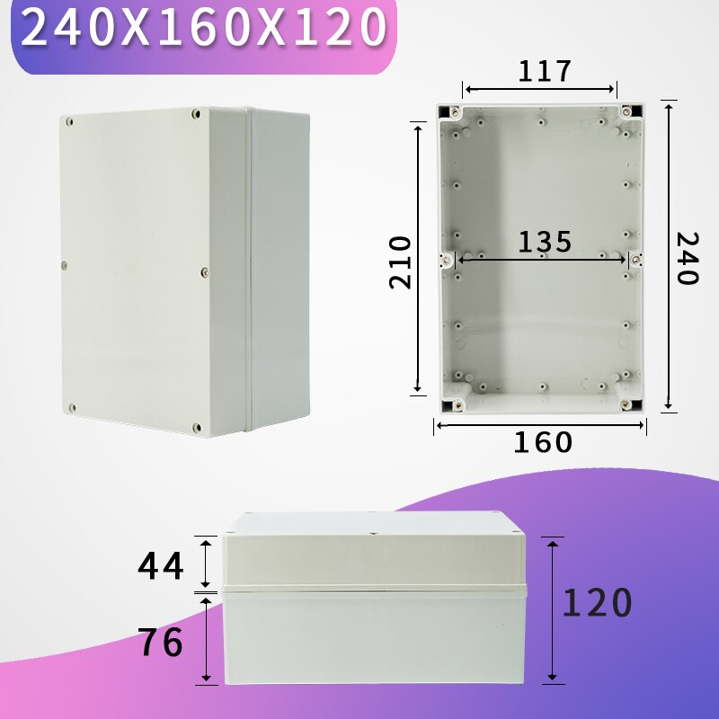 Outdoor Waterproof Case Enclosure Plastic Box Electronic Project Case Waterproof Junction Box for Electronics: 240-160-120