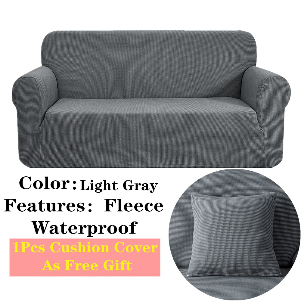 Premium waterafstotende bankhoes voor de woonkamer, huisdieren, baby, moderne stretch bankhoes, zachte fleece meubelbankhoes: Lichtgrijs / 4- zits 230-300cm
