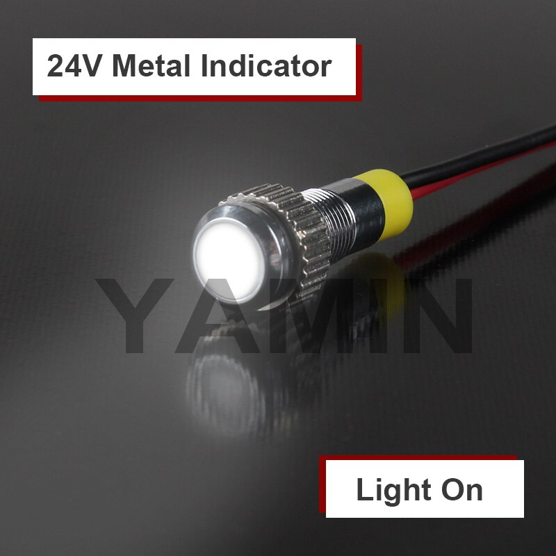 6 Mm Metalen Lampje 220V Led Signaal Lamp 6V 12V 24V Voeding Met 150mm Draad Connector Bespaar Elektriciteit: 24V White