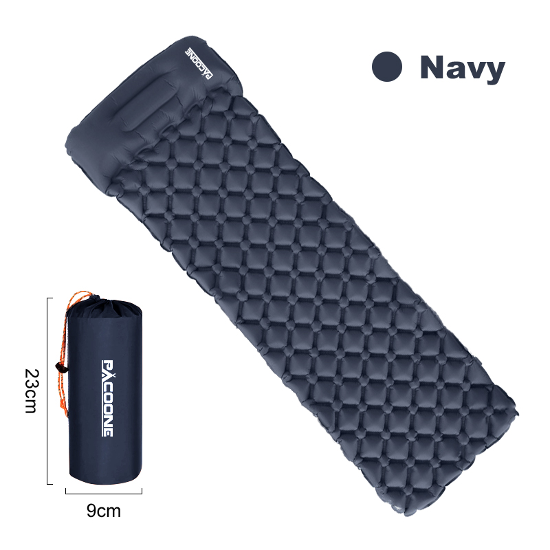 Pacoone Outdoor Isomatte Camping aufblasbare Matratze eingebaute Pumpe ultraleichte Luftkissen Reise matte mit Kopfstütze für Trave: Black