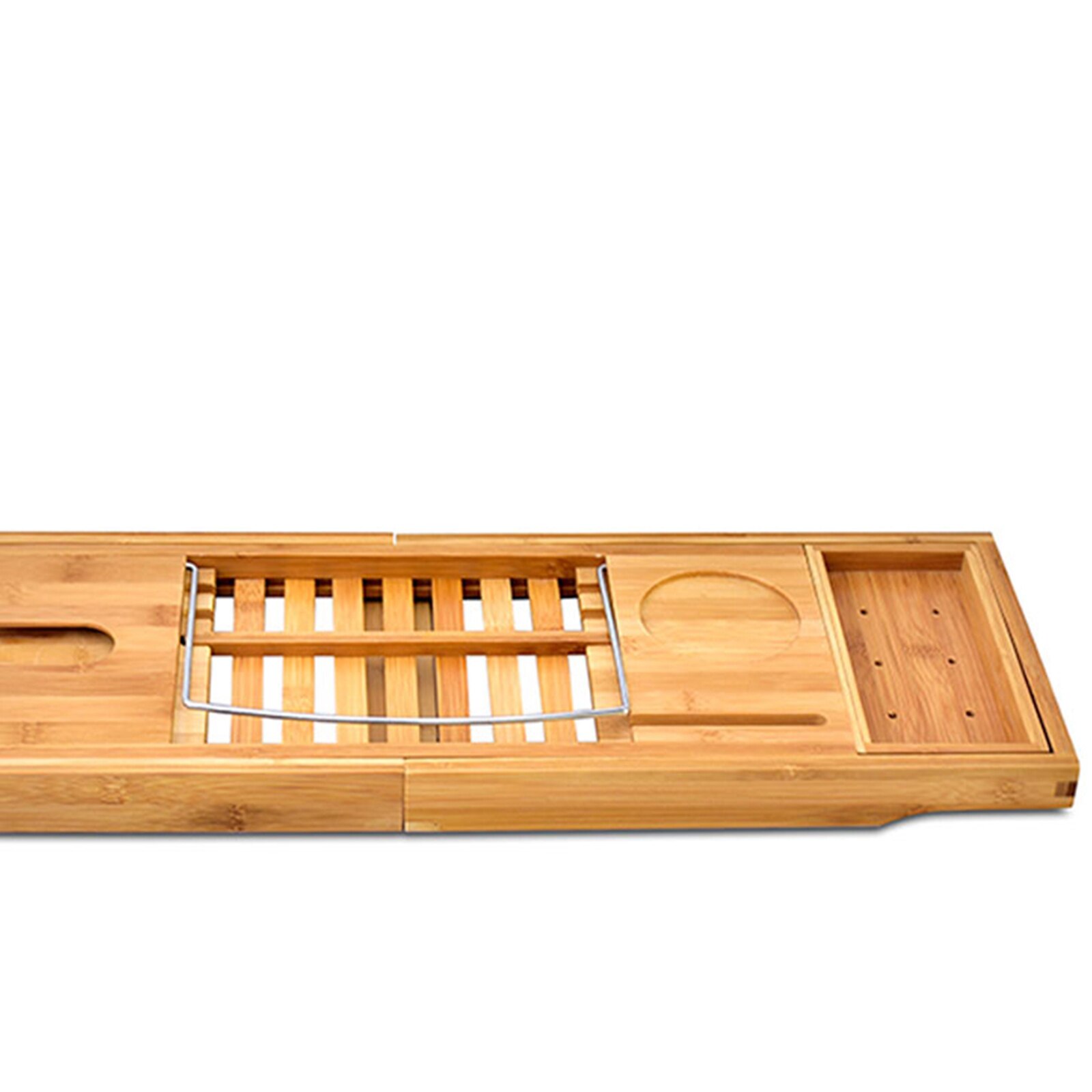 Bamboo Bathtub Caddy Tray (Extendable) Spa Organizer with Folding Sides