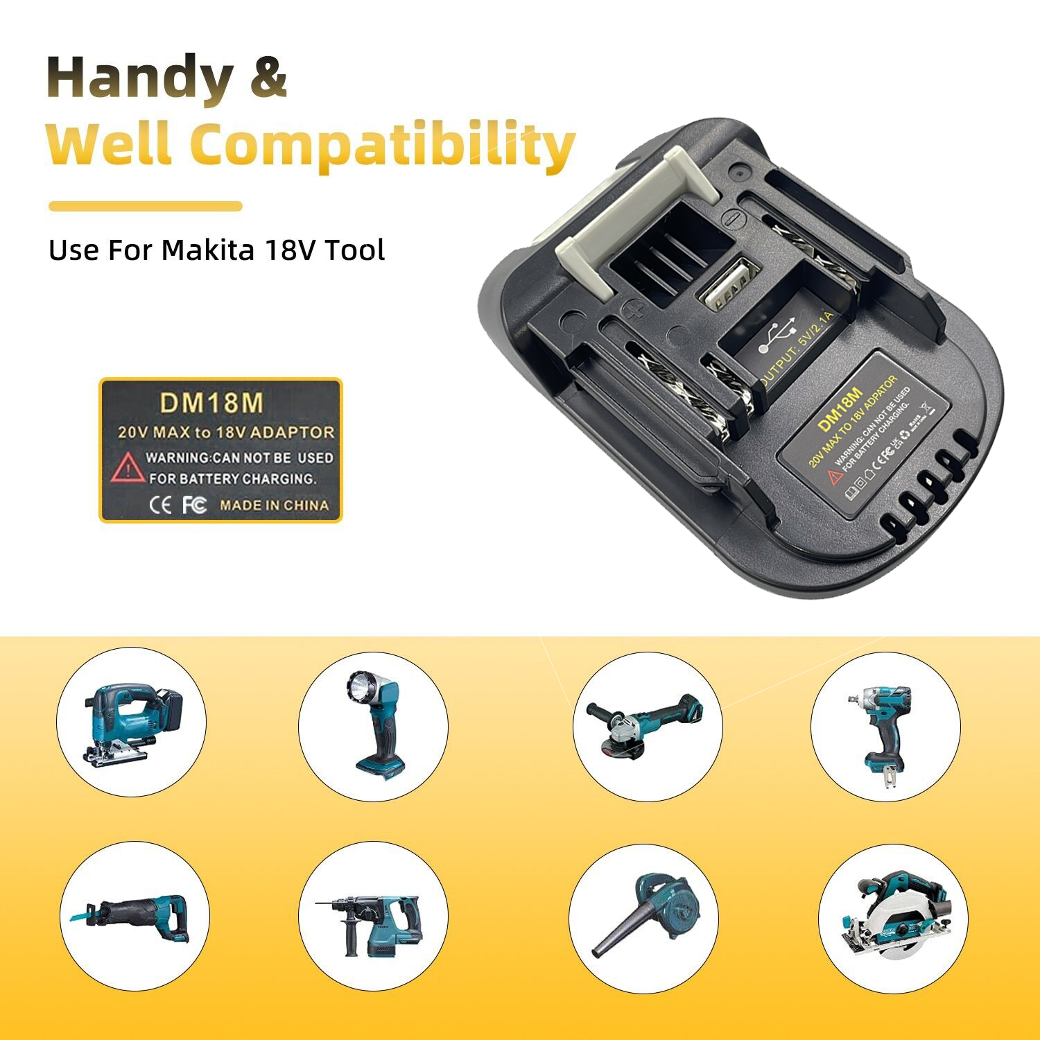 Adaptateur de batterie DM18M pour Milwaukee pour Dewalt pour Makita Bl1830 Bl1850 Batteries 20V à 18V Conversion de batterie