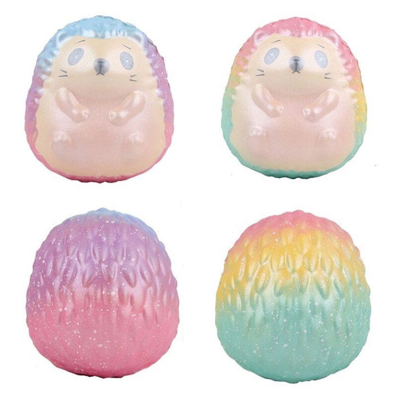 Jumbo Colorful Galaxy Hedgehog Squishy Cartoon Doll Slow Rising Soft Squeeze Toy Bread Cake Scented Fun for Kid Xmas 9*10CM