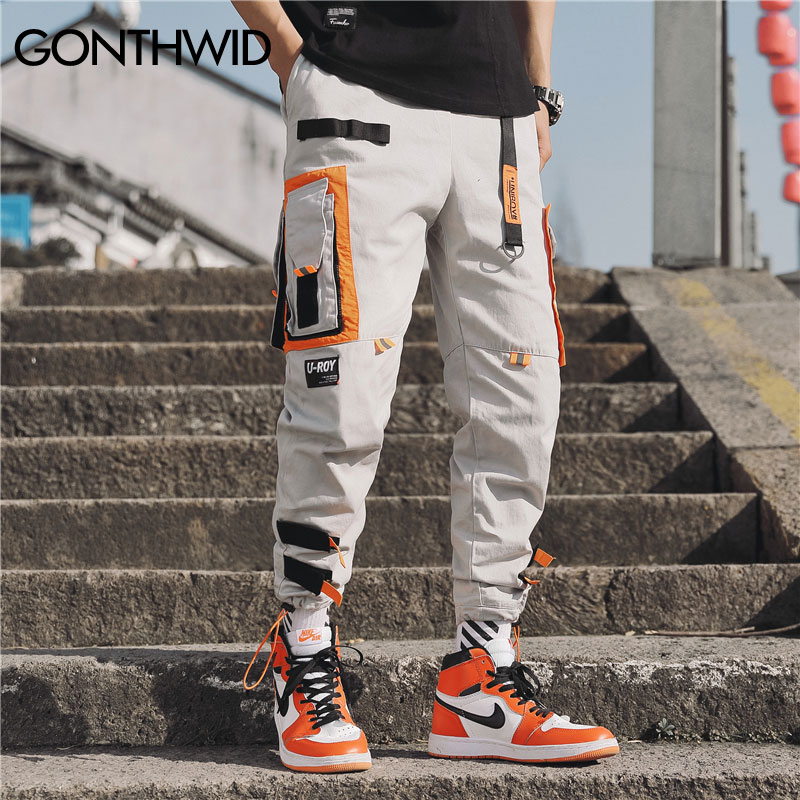 GONTHWID, pantalones de correr Cargo DE harén con múltiples bolsillos, pantalones de chándal casuales de Hip Hop para hombres, ropa de calle, pantalones de chándal Hipster Harajuku