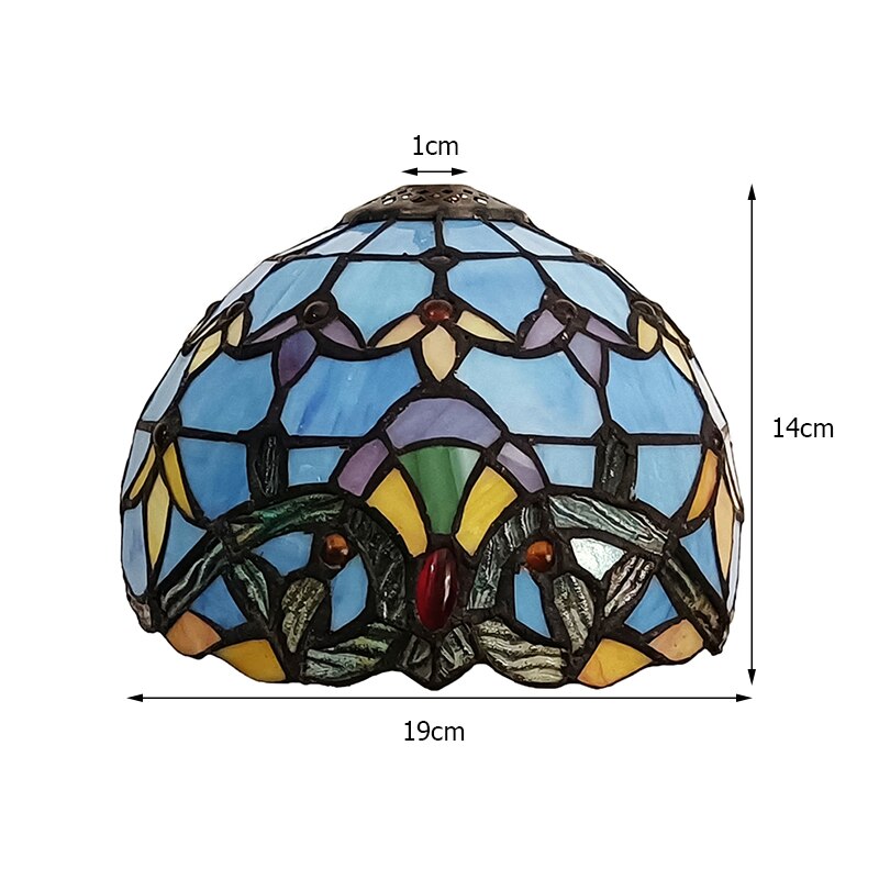 WOERFU-Pantalla de lámpara Tiffany europea, lámpara de mesa azul, lámpara de pared, luz colgante, bricolaje: A
