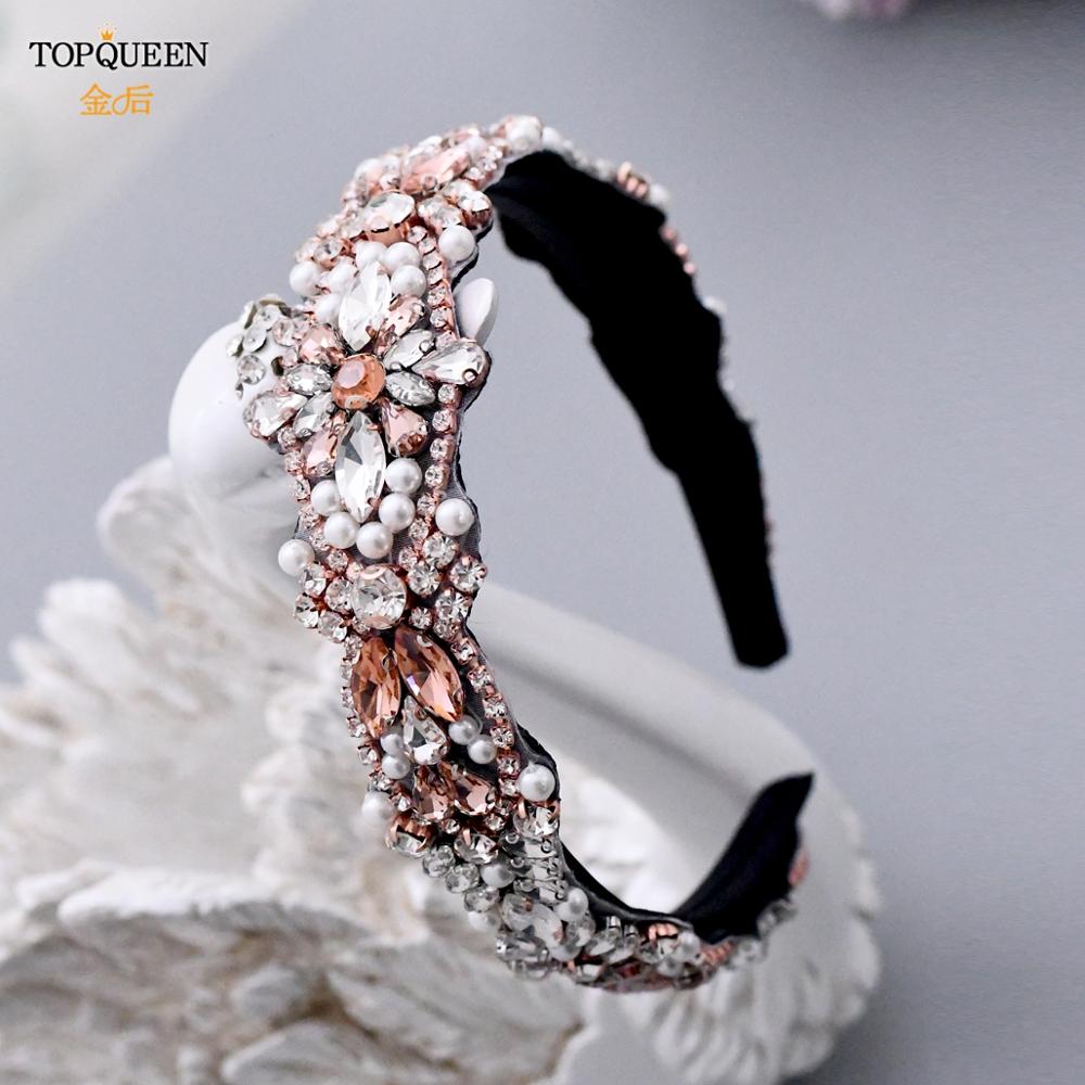 TOPQUEEN S387-FG Luxus Strass Hochzeit Stirnband Stunning Kristall Haar Schmuck Braut Haar Tiara Barock Stirnbänder Headwear: S442-FG