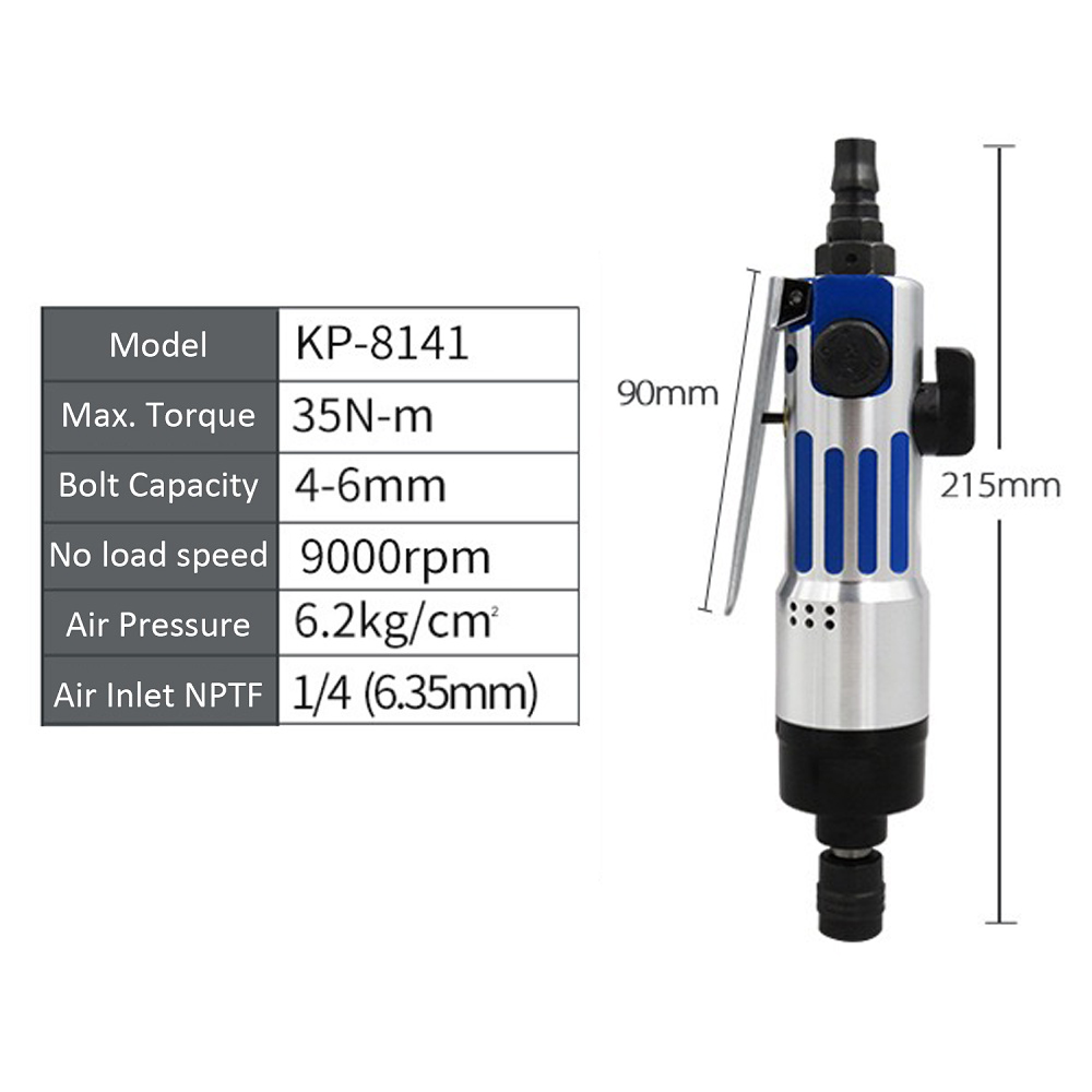 KP-8141 1/4&quot; Pneumatic Air Screwdriver Straight Hand Industrial 9000rpm Reversible Screw Driver Tools drywall tools