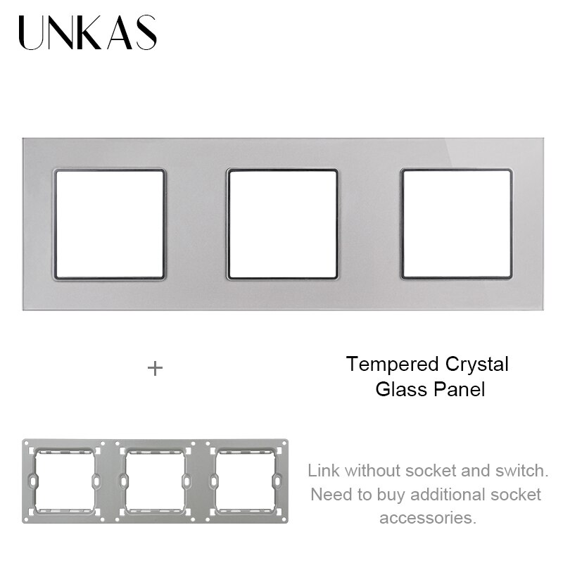 UNKAS Free Combination DIY Gray Single Tempered Crystal Glass Panel Grey Matching Modules For Wall Socket Switch: Gray 258 Panel