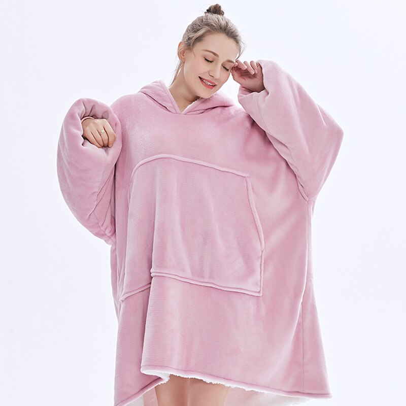 Oversized hoody, deken-sweatshirt, warme pluche zakdeken, capuchontrui