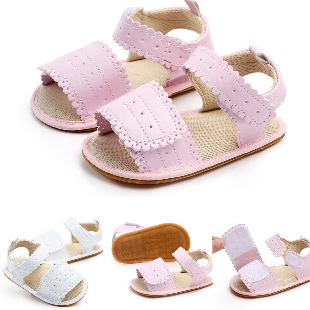 Sommer toddler baby piger sandaler pu læder blød sål spædbarn mokkasiner prinsesse skridsikre børn flad sandal