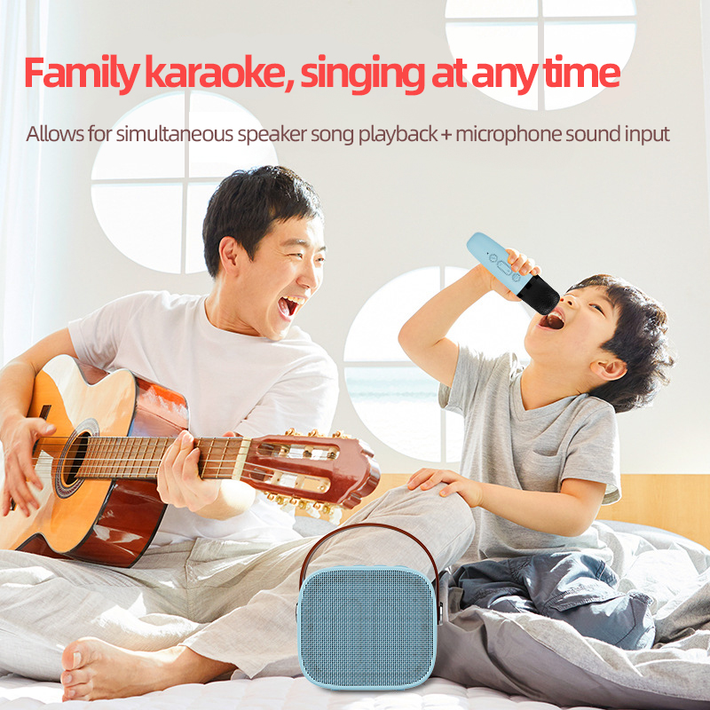 Basix Karaoke-Maschine tragbares Bluetooth 5.0-Lautsprechersystem mit 1-2 drahtlosen Mikrofonen zu Hause Familie singen freundlicher