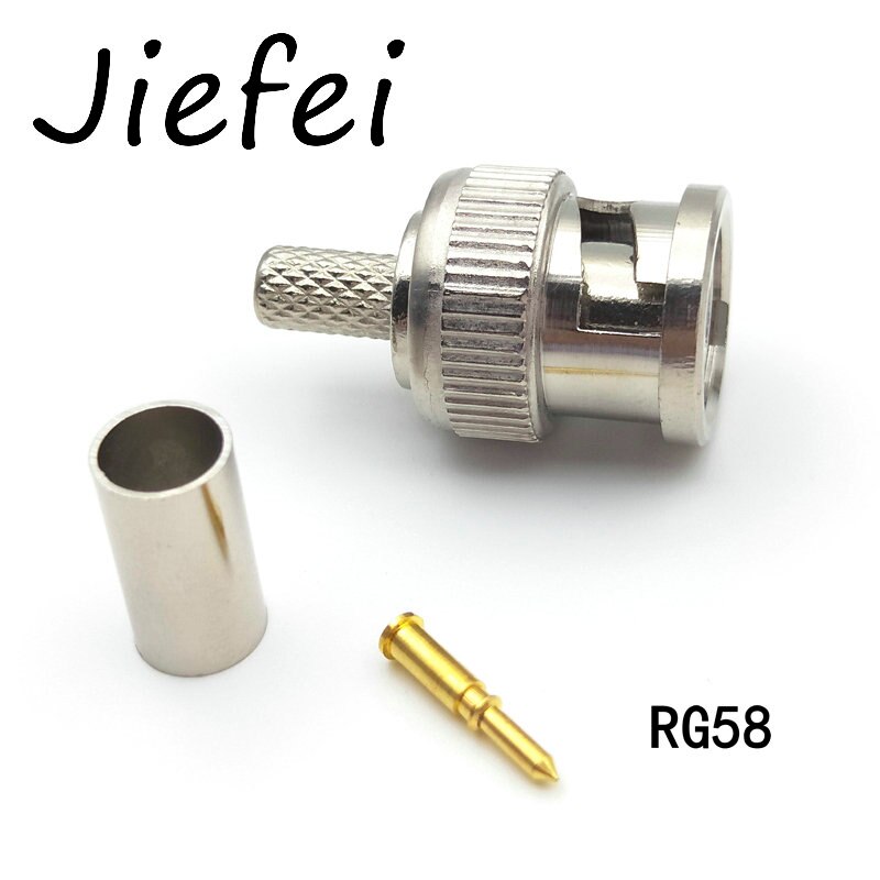 10 juegos de 3 piezas BNC macho RG316 RG58 RG59 RG6 Crimp Cable coaxial conector adaptador derecho: RG58