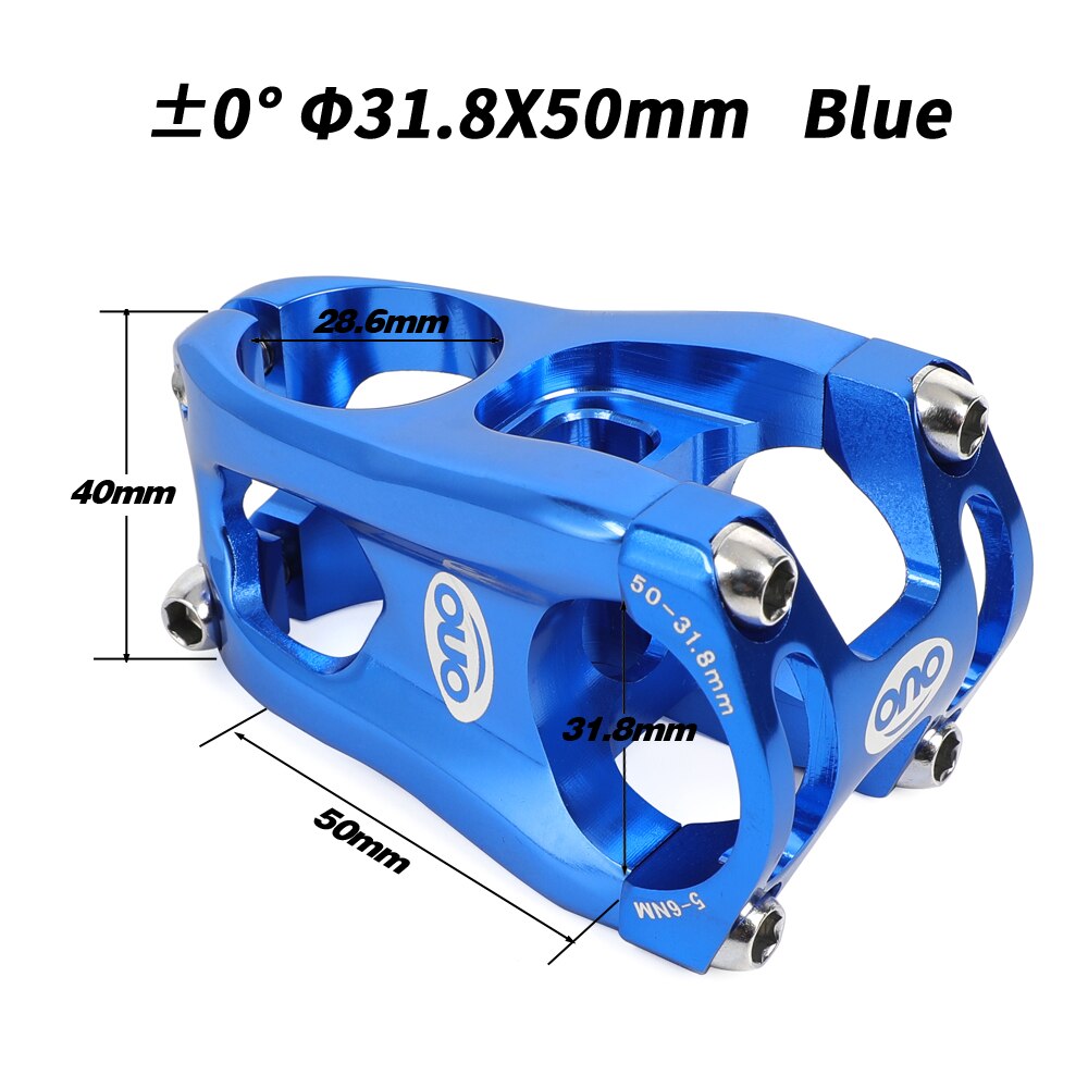 OUO MTB Bicycle Stem CNC Bike Handlebar Stem 0 Degree Bar Riser 50mm DH AM Enduro Bike Table 31.8mm Bicycl Stem: 50mm cnc stem blue