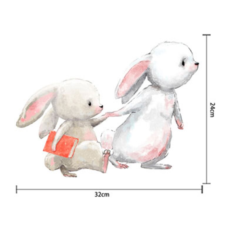 Schattige Konijn Muurstickers Behang Ballet Bunny Stickers Voor Kids Babykamer Muur Decor Cartoon Muur Sticker Home Decoratie: JS091-F