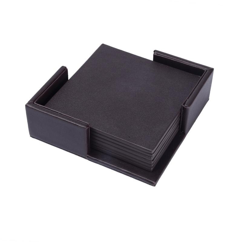 Kopp matta pu läder marmor underlägg dryck kaffe kopp matta teunderlägg matbord bordstabletter bord svart vit chic dekoration 6 st: 04