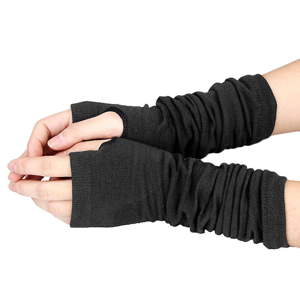 Calentadores de brazo de algodón para hombre y mujer, protección para brazos UV, mangas largas, sin dedos, 1 par