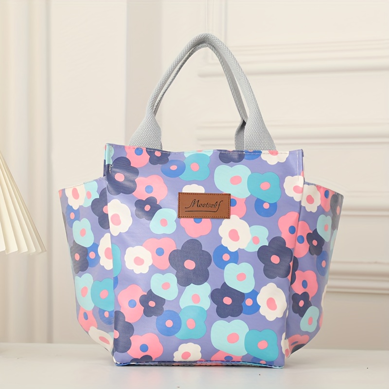 Pracownicy biurowi wychodzą z ryżową torbą na lunch termiczna torba bento modna torba płócienna torba do noszenia w ręku torba dla mamy: Lawenda