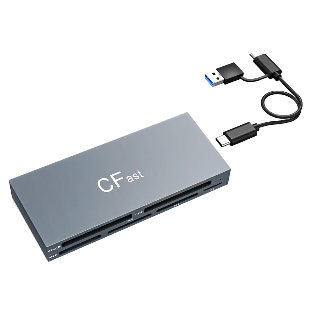 CFast Card Reader Read 6 Cards Simultaneously USB C CFast 2.0 Card Reader USB Card Reader for CFast/CF/MS/SD/TF/XD Card