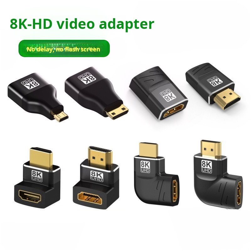 Tête d'extension HDTV2.1 8K mâle vers femelle, adaptateur résistant à 90 degrés pour budgétaire d'ordinateur