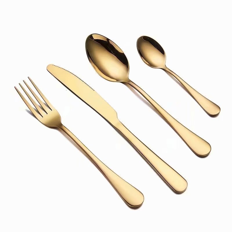 Spklifey guld bestik 24 stk spisestel guld bestik sæt guld ske gafler knive skeer rustfrit stål bestik spisestel: Guld 6 sæt