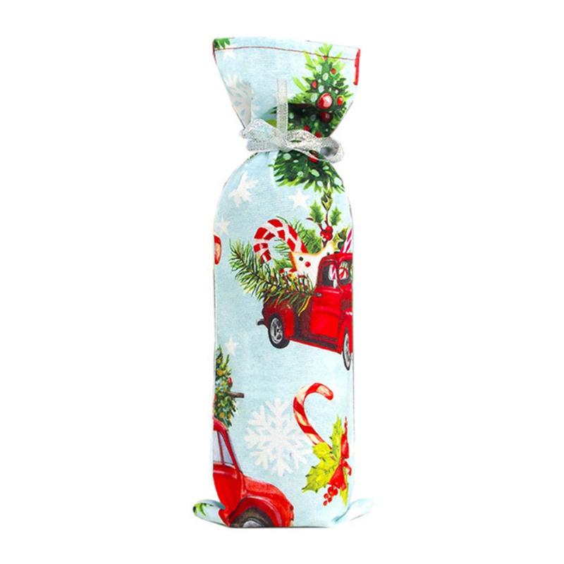 Julevin flaske stofbetræk polyester bomuld fløjl flere prints år fest bord dekorativt ornament
