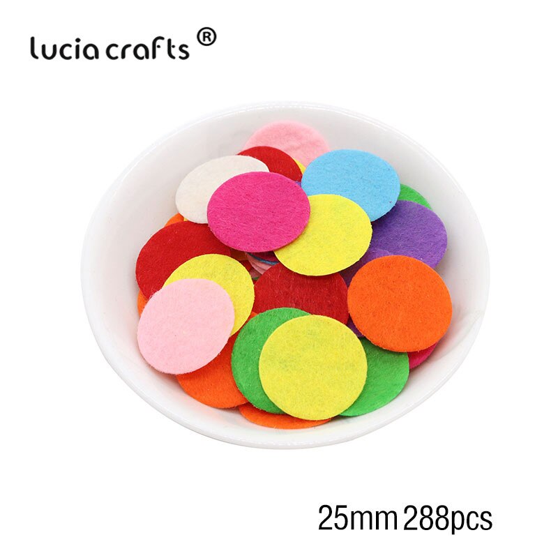 Lucia håndværk rund filt stofpuder tilbehør pletter cirkel filt puder, stof blomster tilbehør  b0408: 25mm stil 2 288 stk