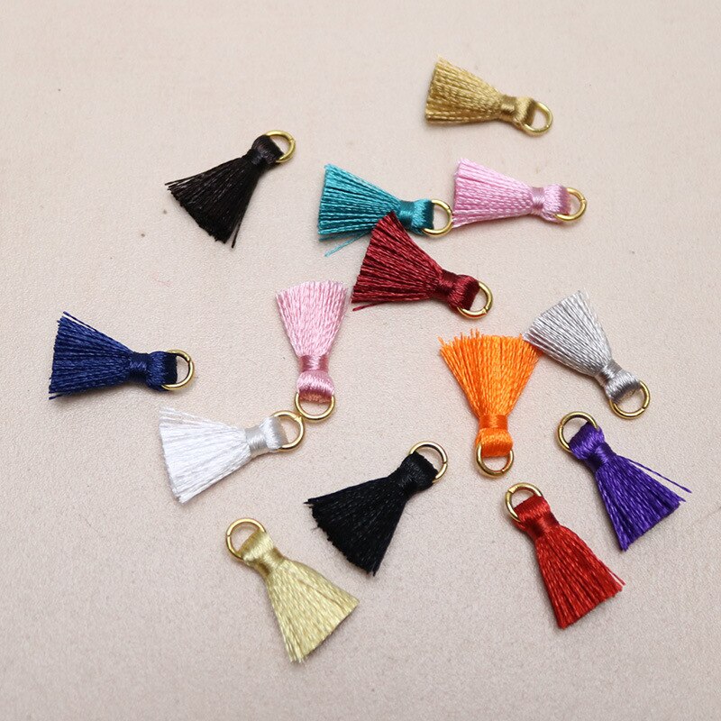 Colgante de borlas de hilo de algodón de 2cm, accesorio de joyería, con adornos de flecos pequeños, para manualidades, DIY, 20 piezas