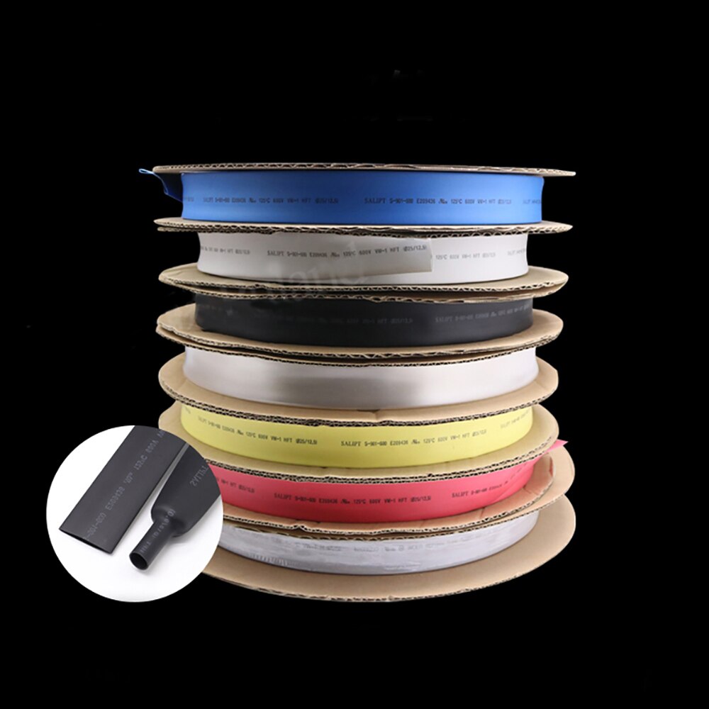 5meters 10mm PE Heat Shrink Tubing 2:1 Heat Shrinkable Tubes Electrical Wire Sleeve white/red/green/blue/Transparent/yellow
