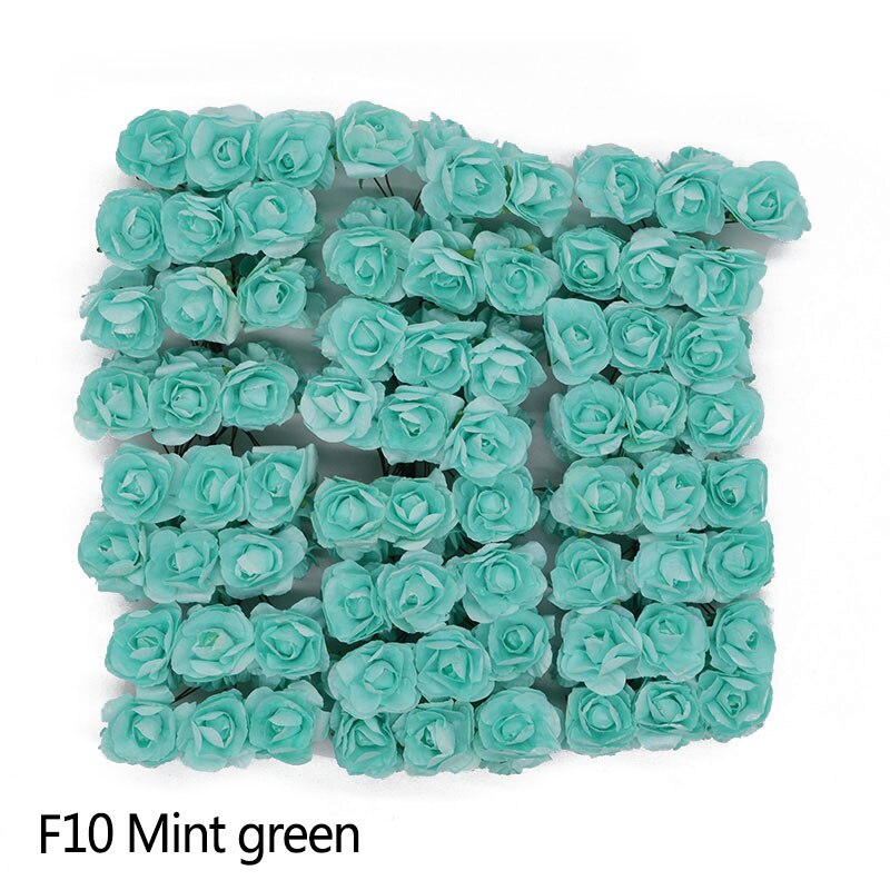 3cm 72PCS Artificial Flowers Paper Flower Head Bouquet DIY Craft Wreath Scrapbooking Flower Wedding Decoration Party Supplies: F10 Mint green