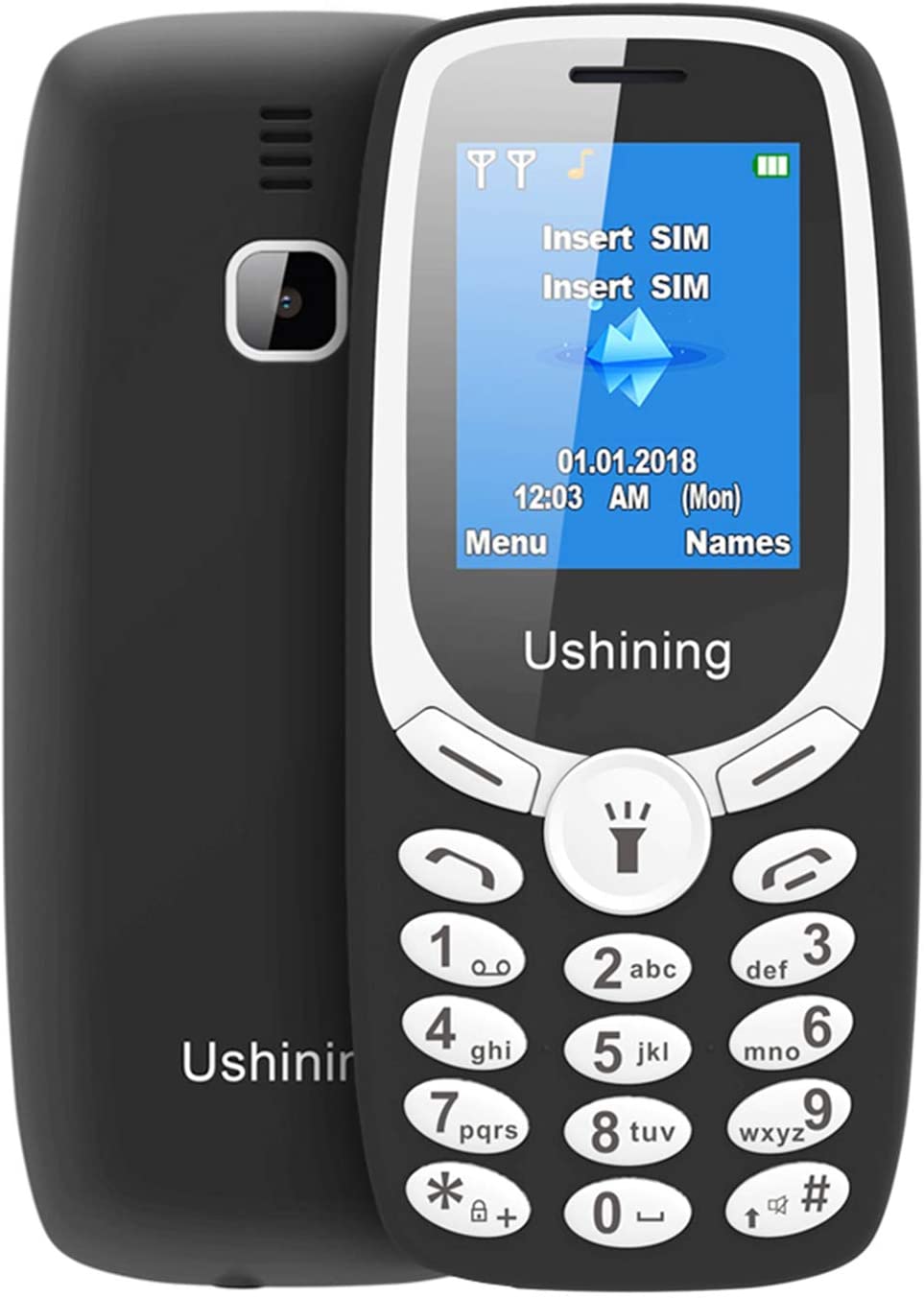 Pay as You Go Unlocked Easy Mobile Phone for Seniors,GSM 2G SIM Free Basic Mobile Phones,Lightweight&Durable (Black)