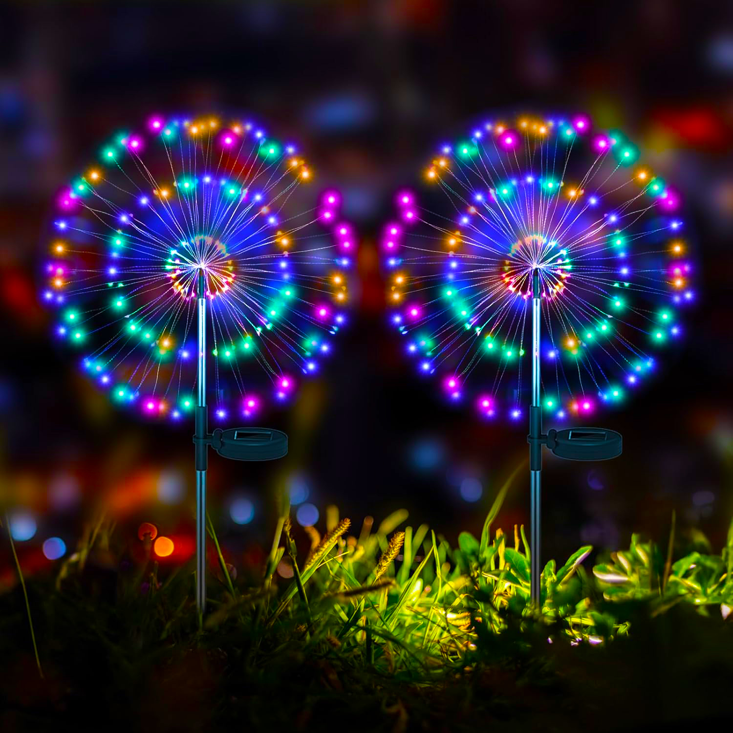 Nuevas luces solares para camino de fuegos artificiales, 420LED, decoración de jardín al aire libre, Patio, césped, paisaje, Patio, luz navideña: Castaño / green