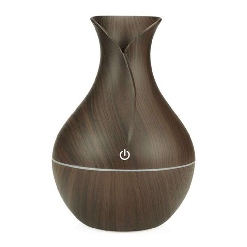Brumisateur Humidificateur D'huile Essentielle vase humidificateur 1 Pc Maison Décoration 7-LED couleur BOIS Grain Humidificateur D'air: Marron