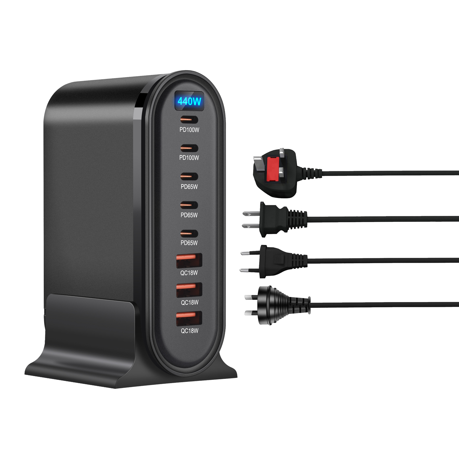 440w- scherm galliumnitride oplader multi-port usb snellader 5c 3a krachtige desktop laadstation