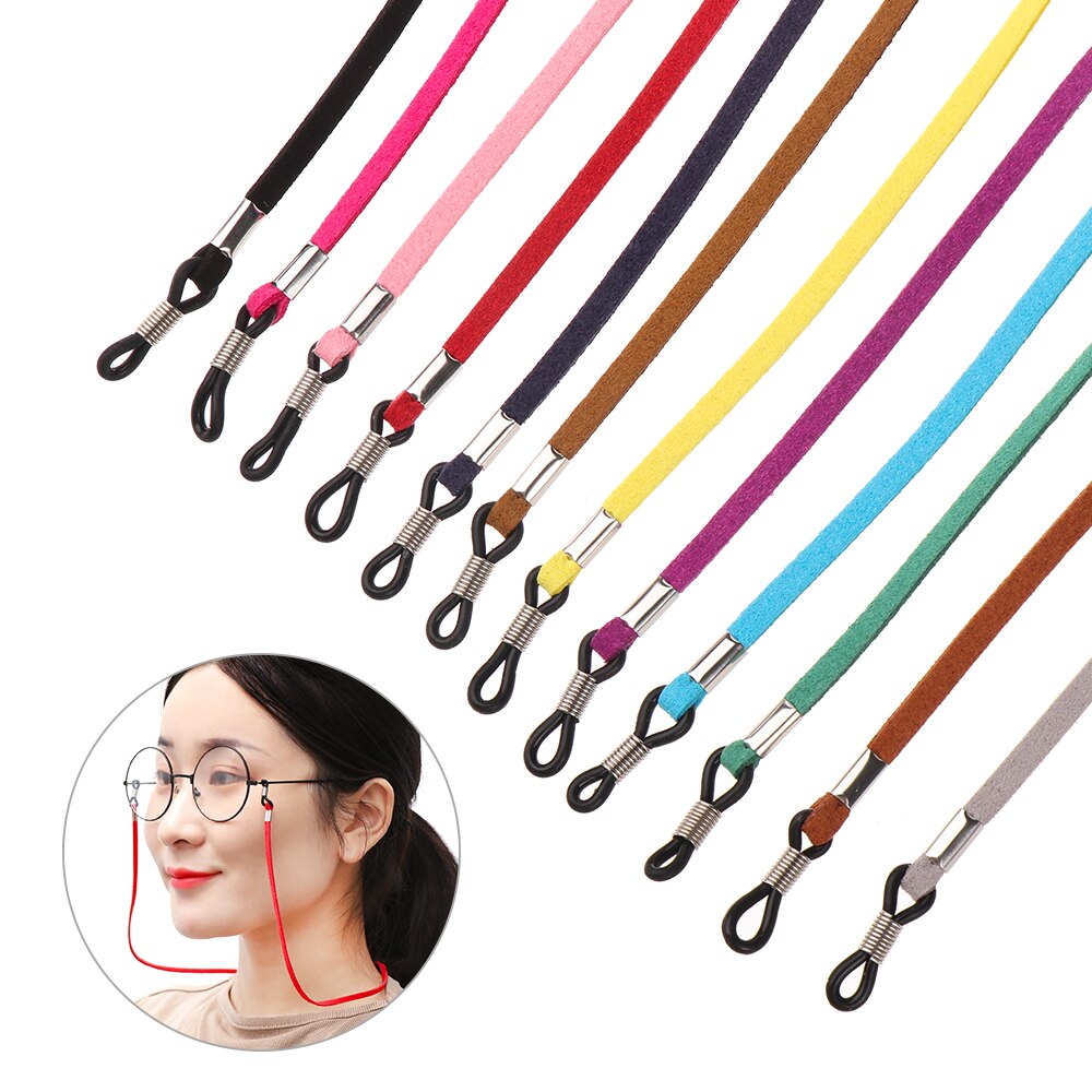 70cm Leather Strap Glasses Lanyard Women&#39;s Neck Cord Solid Color Glasses Chain High Elasticity Sunglasses Rope Eyewear Holder