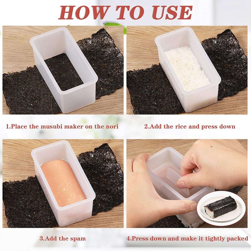 4 Pieces Musubi Maker Press Molds Non-Stick Spam Musubi Maker Non-Toxic Sushi Making Kit Hawaiian Spam Musubi Maker