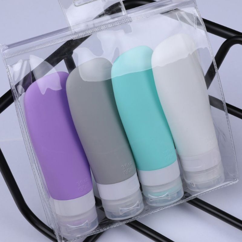 Botellas Vacías de silicona para viaje, botes portátiles a prueba de fugas, tubos rellenables exprimibles, champú, loción, Gel de ducha, 38/60/90ml, 4 unids/set por juego