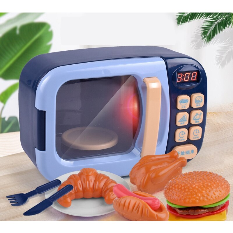 Ensemble de jeu de cuisine à micro-ondes pour enfants avec faux micro-ondes électrique avec sons et lumières idéal pour les tout-petits: Default Title
