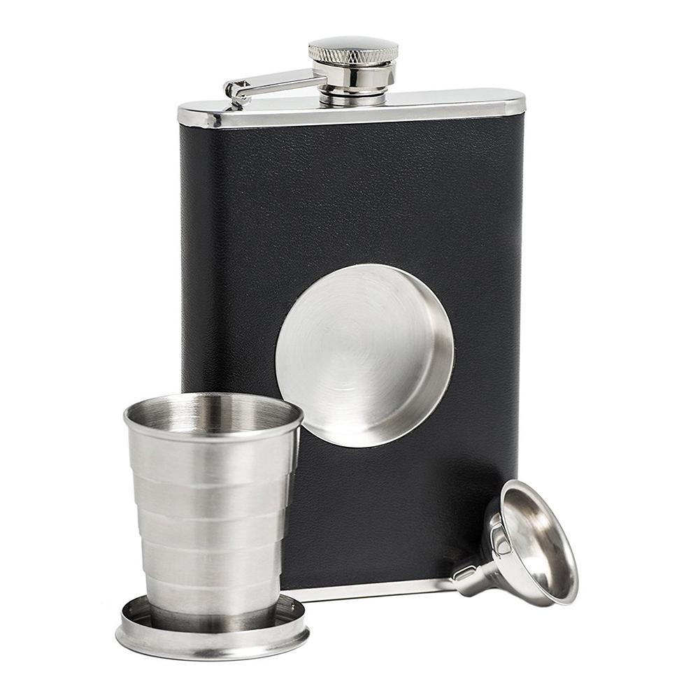 Stainless Steel Hip Flask Folding Telescopic Shot Flask Wine Carrier Container a Funnel Included #4W