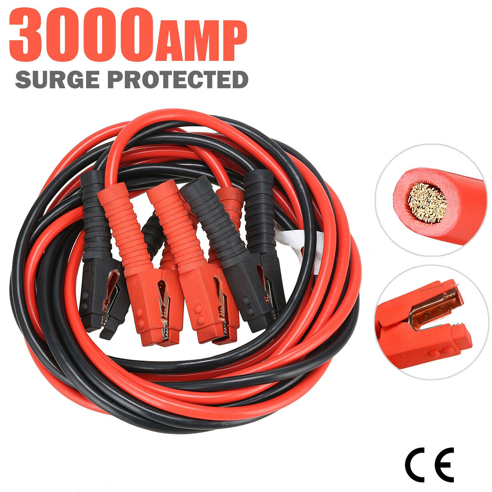 2500A 3000AMP 5000A Booster Cables Gauge Jumper Leads Heavy Duty Car Van Clamps Start