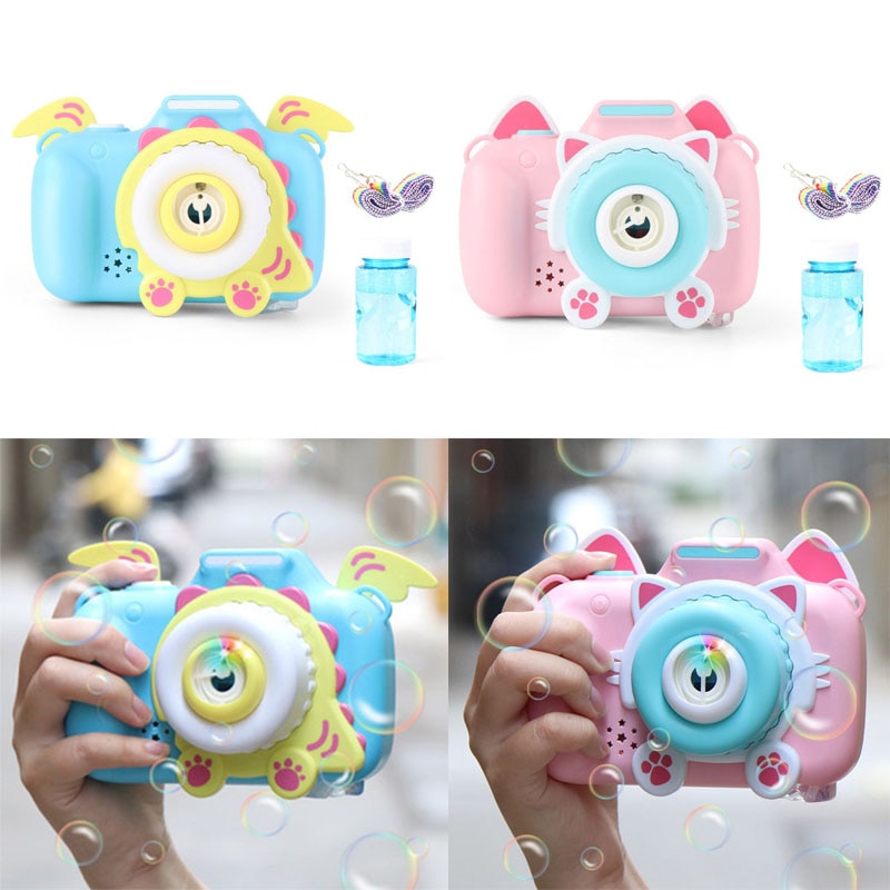 Automatyczny zestaw robić baniek mydlanych ze światłem i muzyką elektryczny ekspres robić kreskówek aparat fotograficzny zabawka mechaniczna dla dzieci kryty gra na wolnym powietrzu