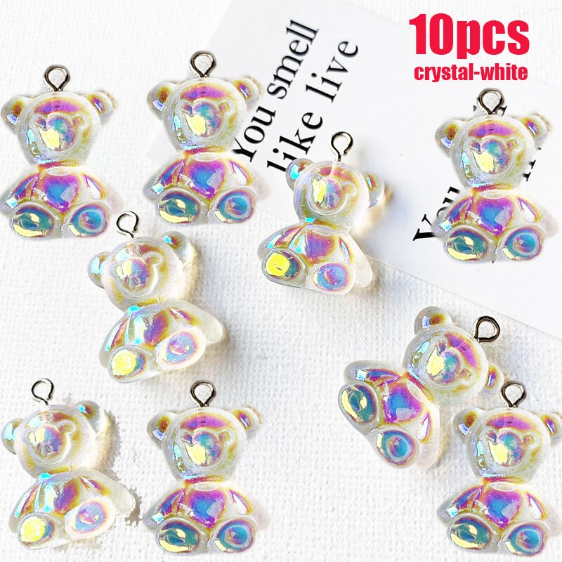 Schattige gummybeer hanger bedels voor ketting armband oorbellen sieraden doe-het-zelf bevindingen kristal kleur beren kerst 2.2 x 1.1cm: 10 stuks k
