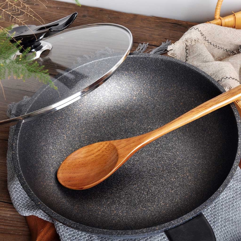 Cucchiaio di legno a manico lungo del cucchiaio di legno gigante a 16.5 pollici per cucinare e mescolare l&#39;utensile da cucina B03E