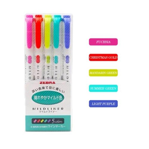 Japanese Zebra Mild Liner Double Headed Highlighter Pen Drawing Marker Pens Zebra Mildliner Scribble Stationery 3/5Pcs/Set: NEW Style