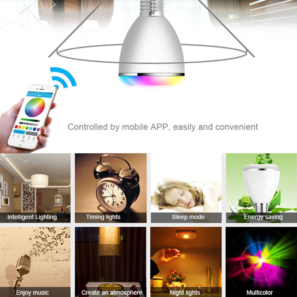 3w e27 273lm bluetooth-compatível com luz alto-falante base led multicolorido sem fio bulbo-186494