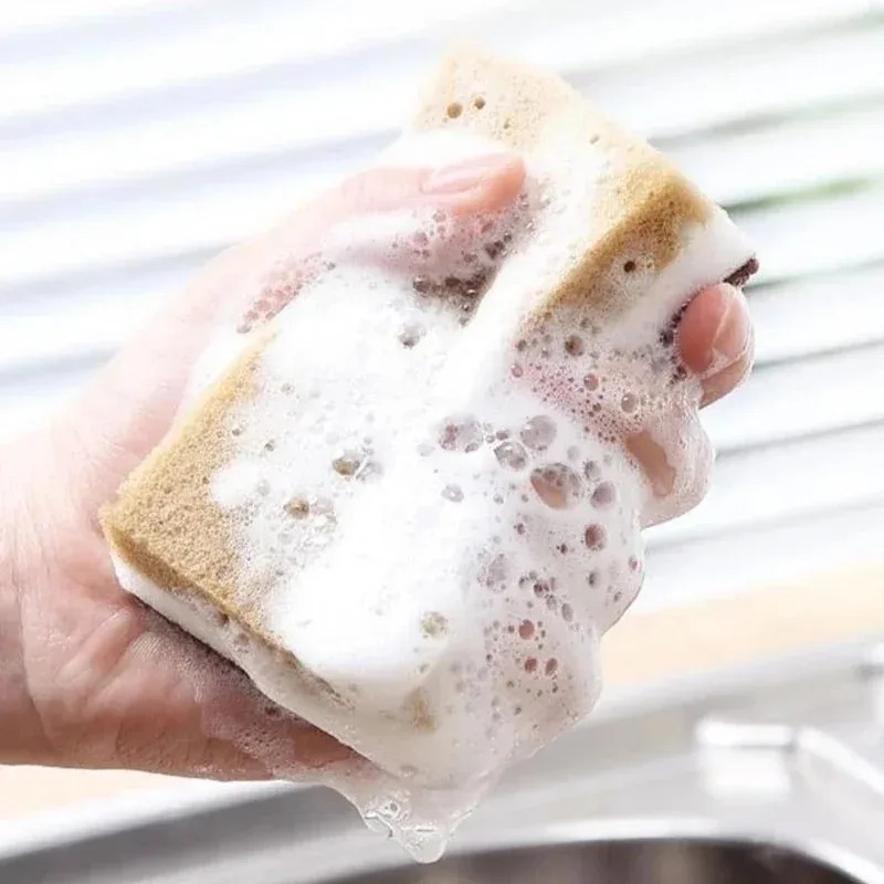 Esponjas de fregado de doble cara para cocina, esponja gruesa de fibra arenosa para algas marinas, toallitas de limpieza para lavar platos, almohadillas mágicas para fregar, 30/5 piezas
